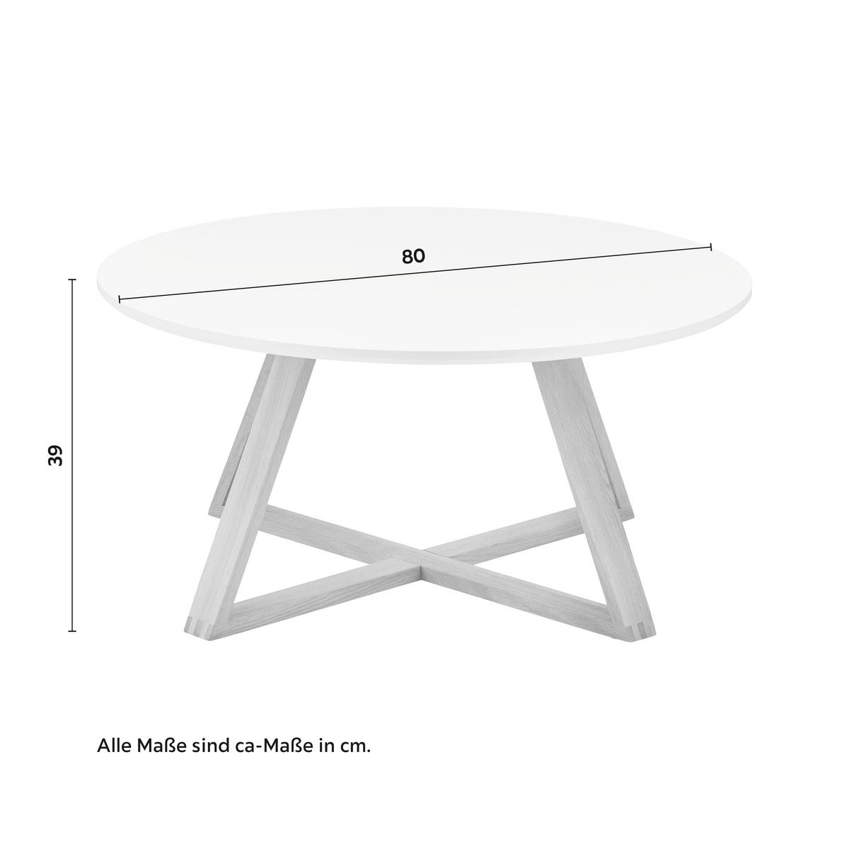 Konferenční stolek MATTIA - bílá/barvy dubu, Moderní, dřevo/kompozitní dřevo (80/39cm) - Bessagi Home