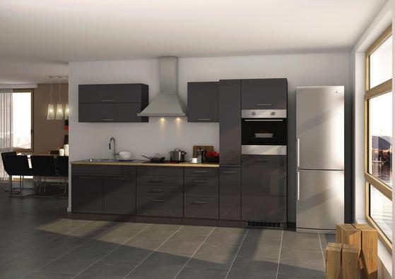 Küchenblock in Anthrazit Hochglanz mit E-Geräten Küchenblock in Anthrazit Hochglanz mit E-Geräten