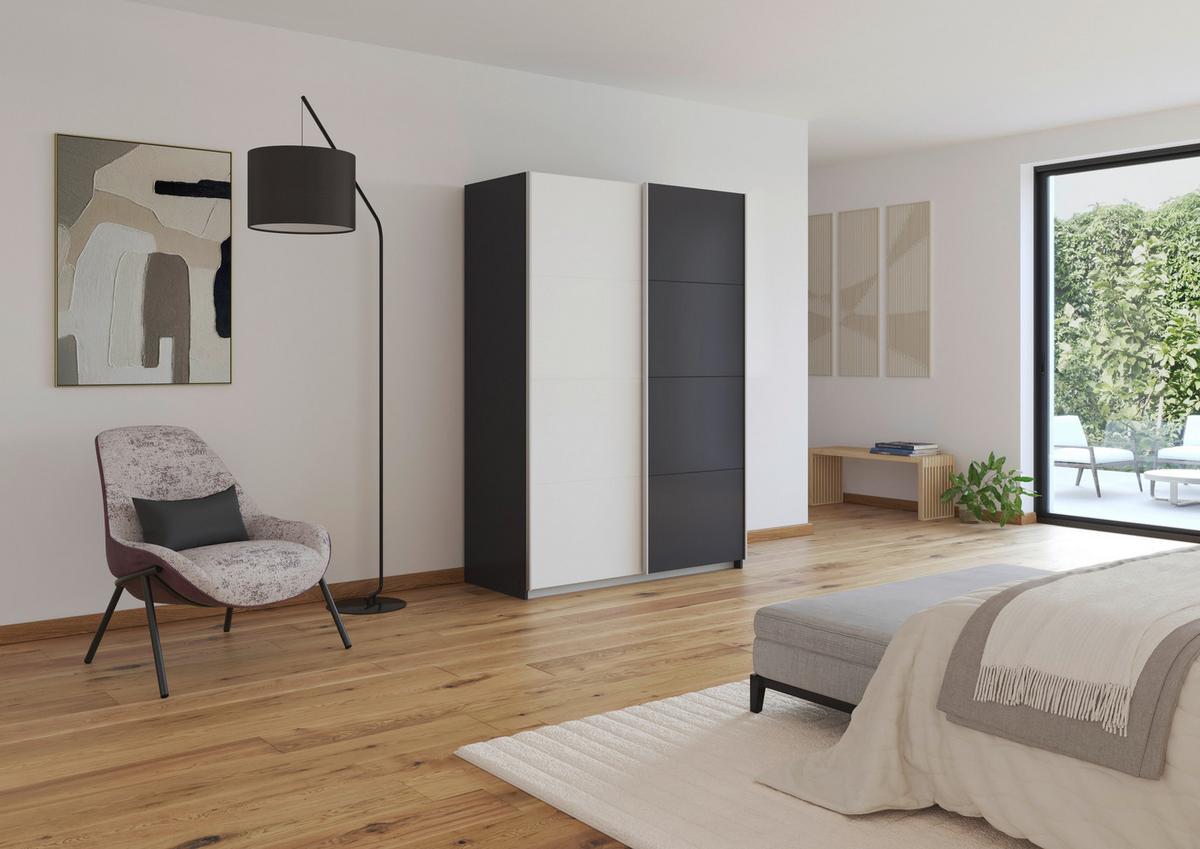Schwebetürenschrank Subito - Graphitfarben/Weiß, MODERN, Holzwerkstoff (136/197/61cm) - Rauch Möbel