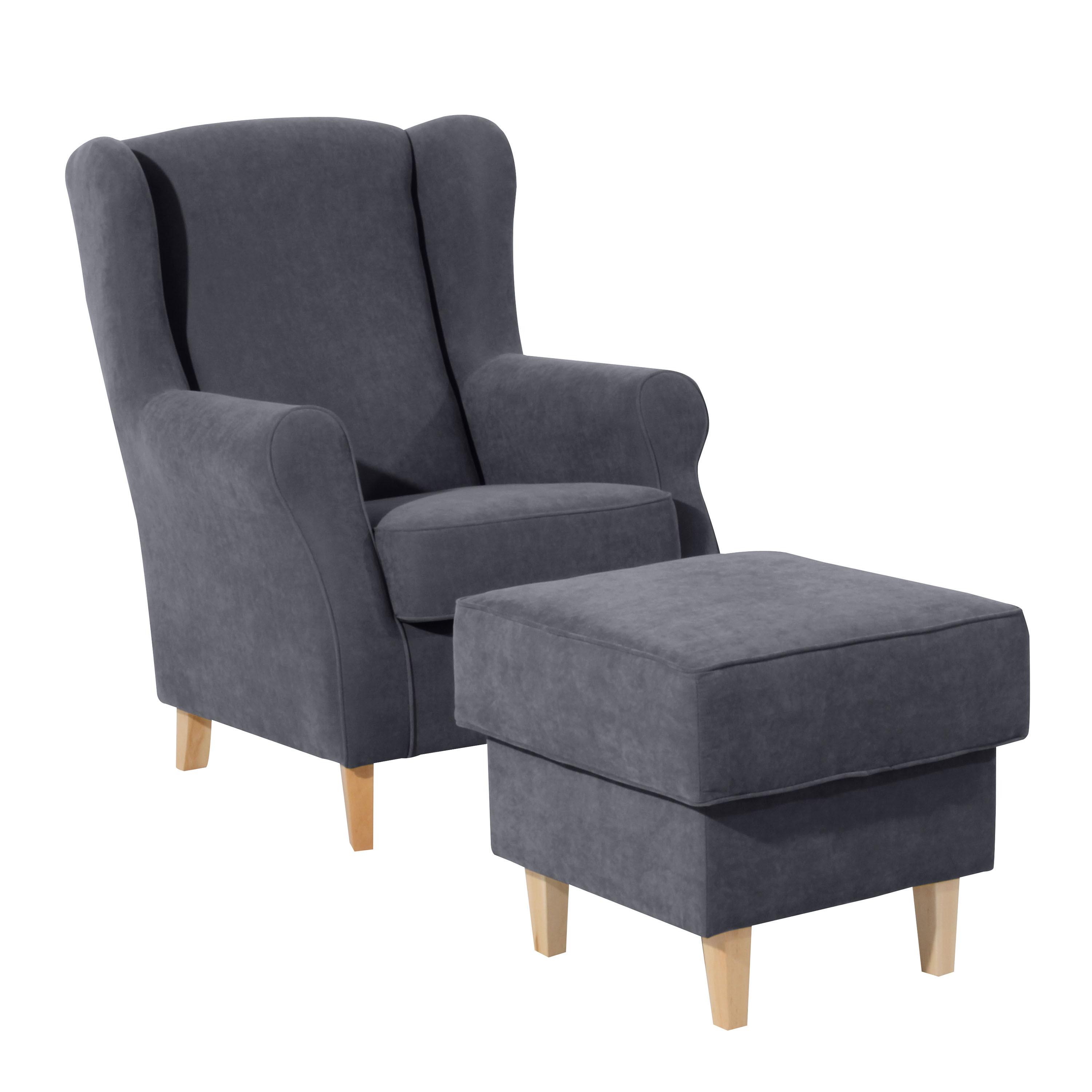 Hocker Lorris - Anthrazit/Buchefarben, Design, Textil (53/45/53cm) - Max Winzer