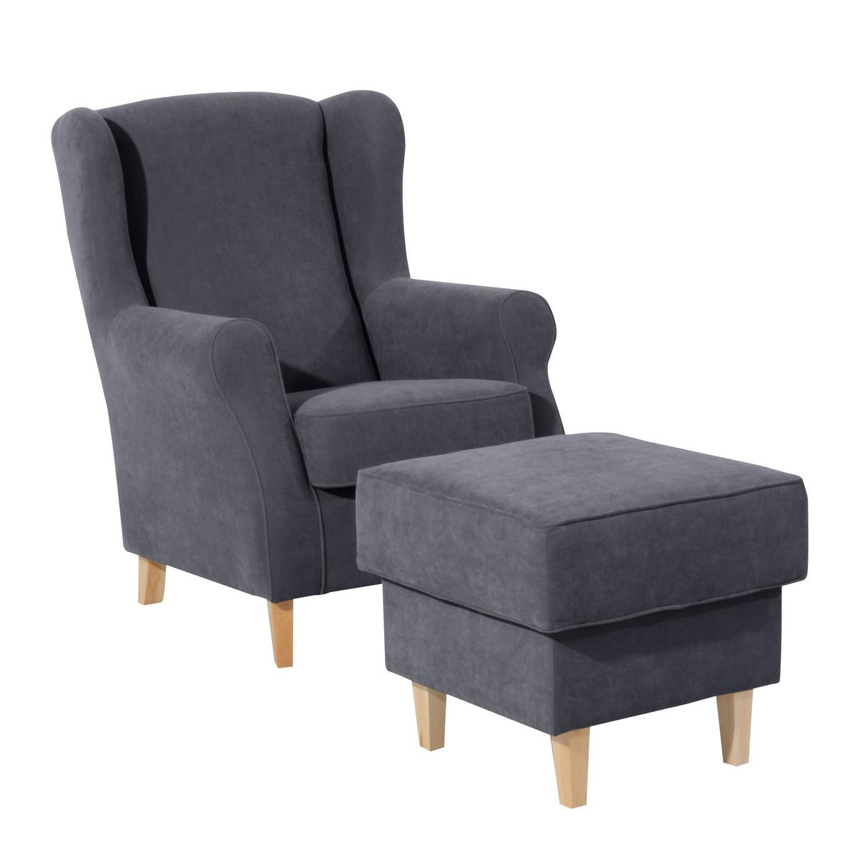 Hocker Lorris - Anthrazit/Buchefarben, Design, Textil (53/45/53cm) - Max Winzer