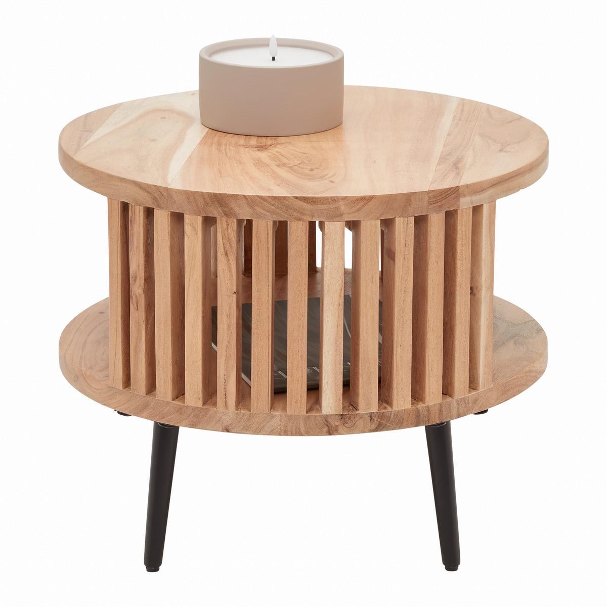 PRÍRUČNÝ STOLÍK MADDI -TREND- - čierna/prírodná farba, Lifestyle, kov/drevo (50/40/50cm) - Mömax