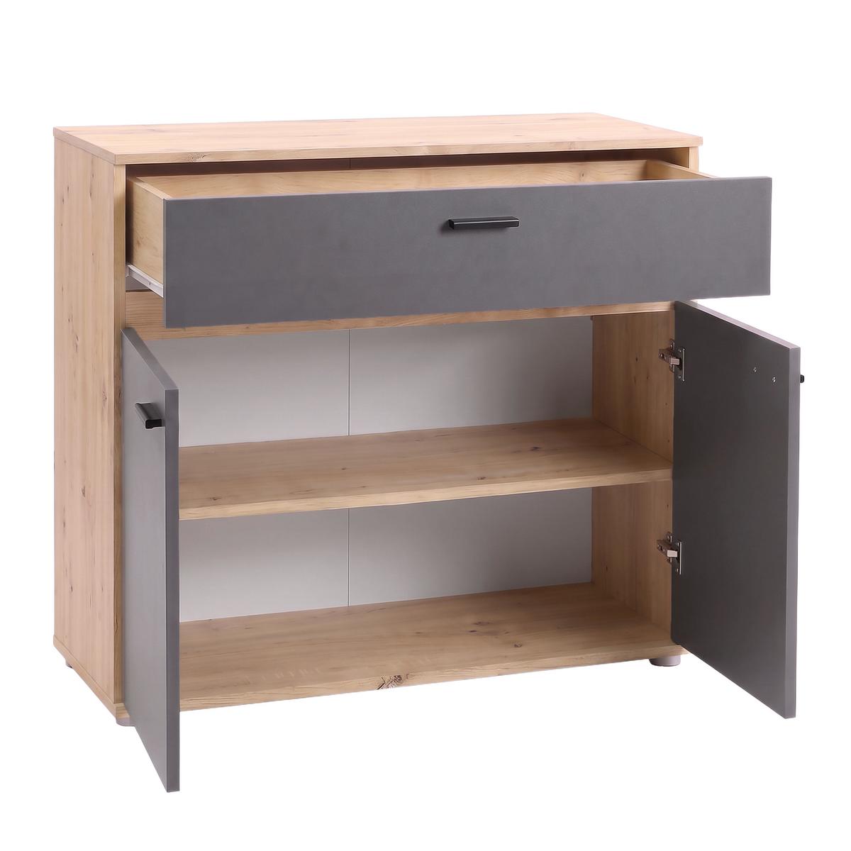 Kommode Carmen 2 Anthrazit/Eichefa. B: 80,2 cm - Eichefarben/Anthrazit, Trend, Holzwerkstoff (80,2/80/35cm) - Based