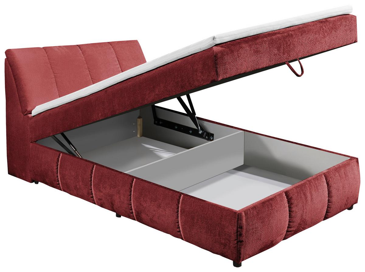Boxbett Mit Topper+bettkasten 120x200 Cm Valencia - Rot/Schwarz, MODERN, Holzwerkstoff/Textil (120/200cm) - MID.YOU