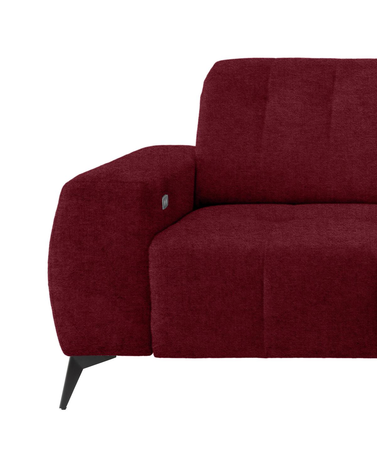 Ecksofa Mit Usb-anschluss Sano, Bordeaux, S: 258x180 Cm - Bordeaux/Schwarz, MODERN, Textil (258/180cm) - Livetastic