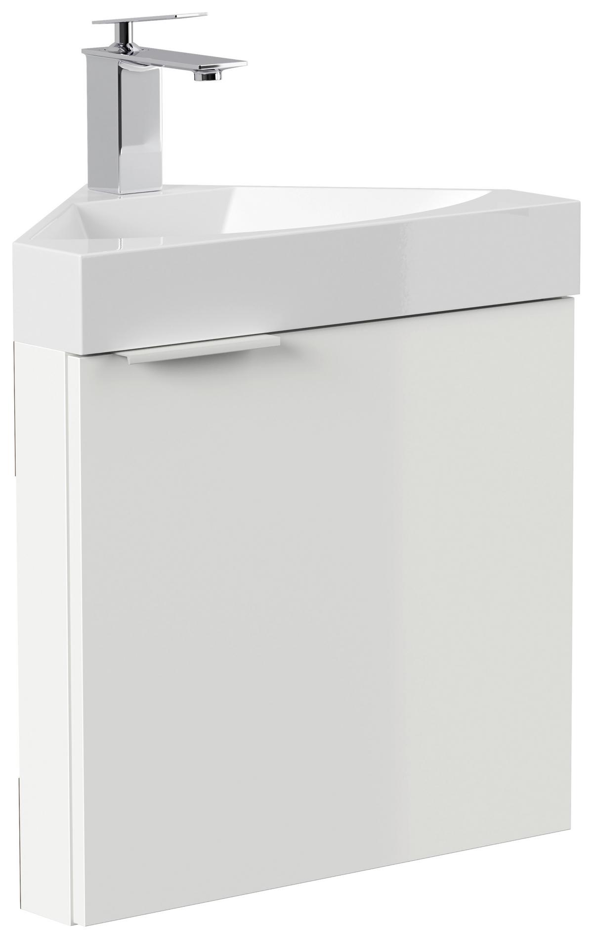 Gästebad Delta Weiß Hg B: 52,3 cm - Weiß Hochglanz, MODERN, Holzwerkstoff/Stein (52,3cm) - MID.YOU