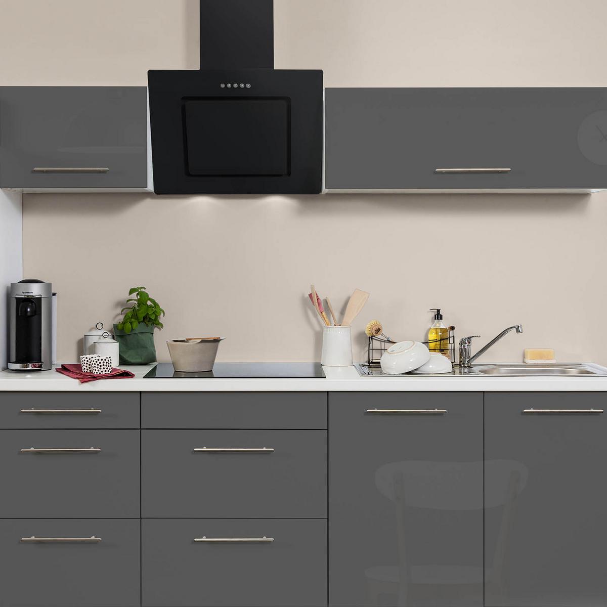 Küchenzeile mit Geräten 270 cm Grau/Weiß - Weiß/Grau, KONVENTIONELL, Holzwerkstoff (270cm) - Respekta