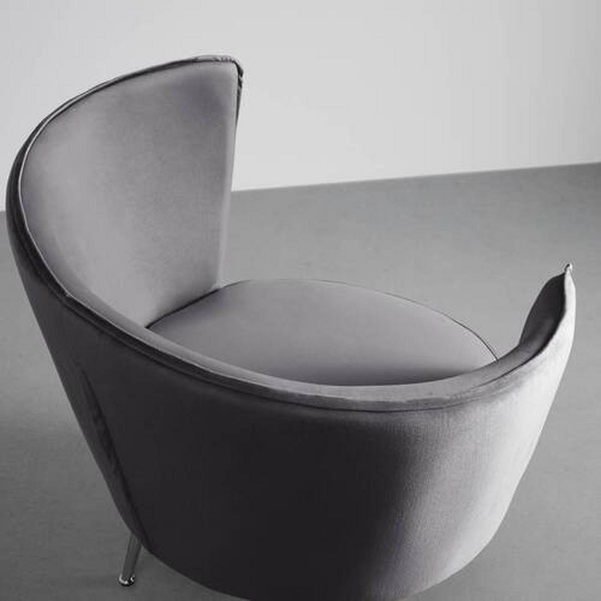 Křeslo Cherie šedá - tmavě šedá/barvy chromu, Moderní, kov/textil (87/83/85cm) - Bessagi Home