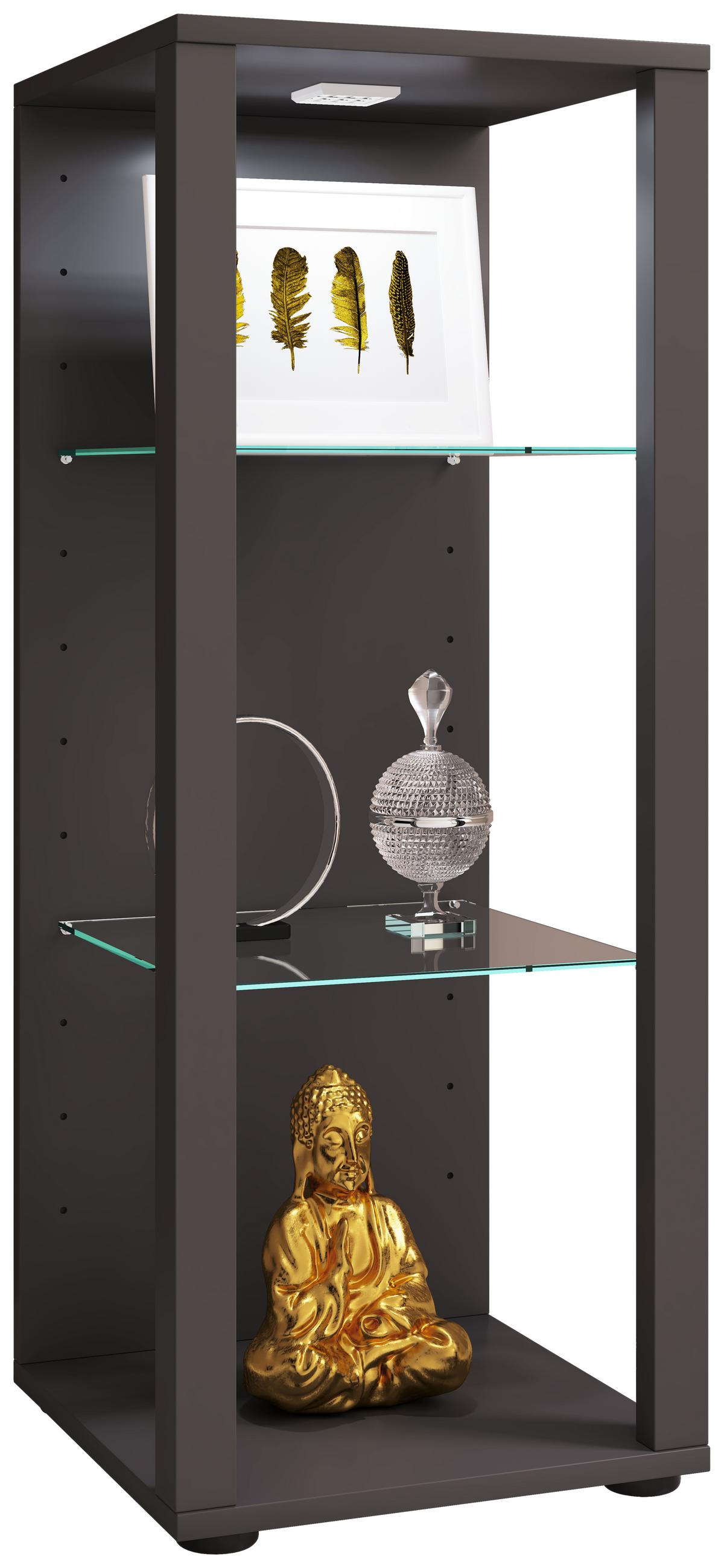 Vitrine Glasol M B: 35 cm Stehend Anthrazit - Anthrazit, MODERN, Glas/Holzwerkstoff (35/90/35cm) - MID.YOU