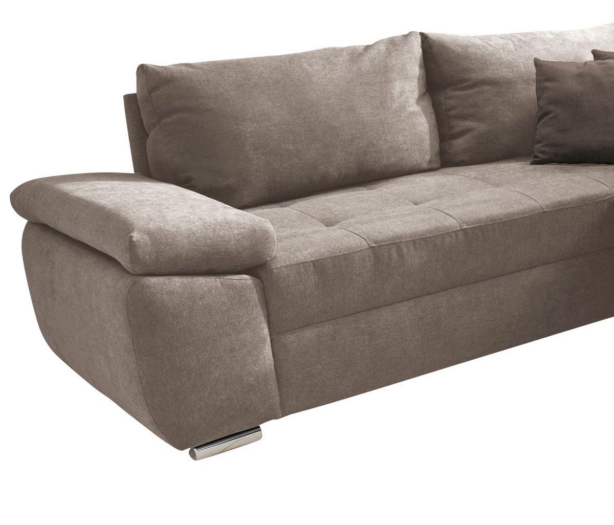 Sedací souprava TERANA, levá, šedohnědá / tmavě hnědá - tmavě hnědá/barvy chromu, Konvenční, kov/textil (219/305/157cm) - Livetastic