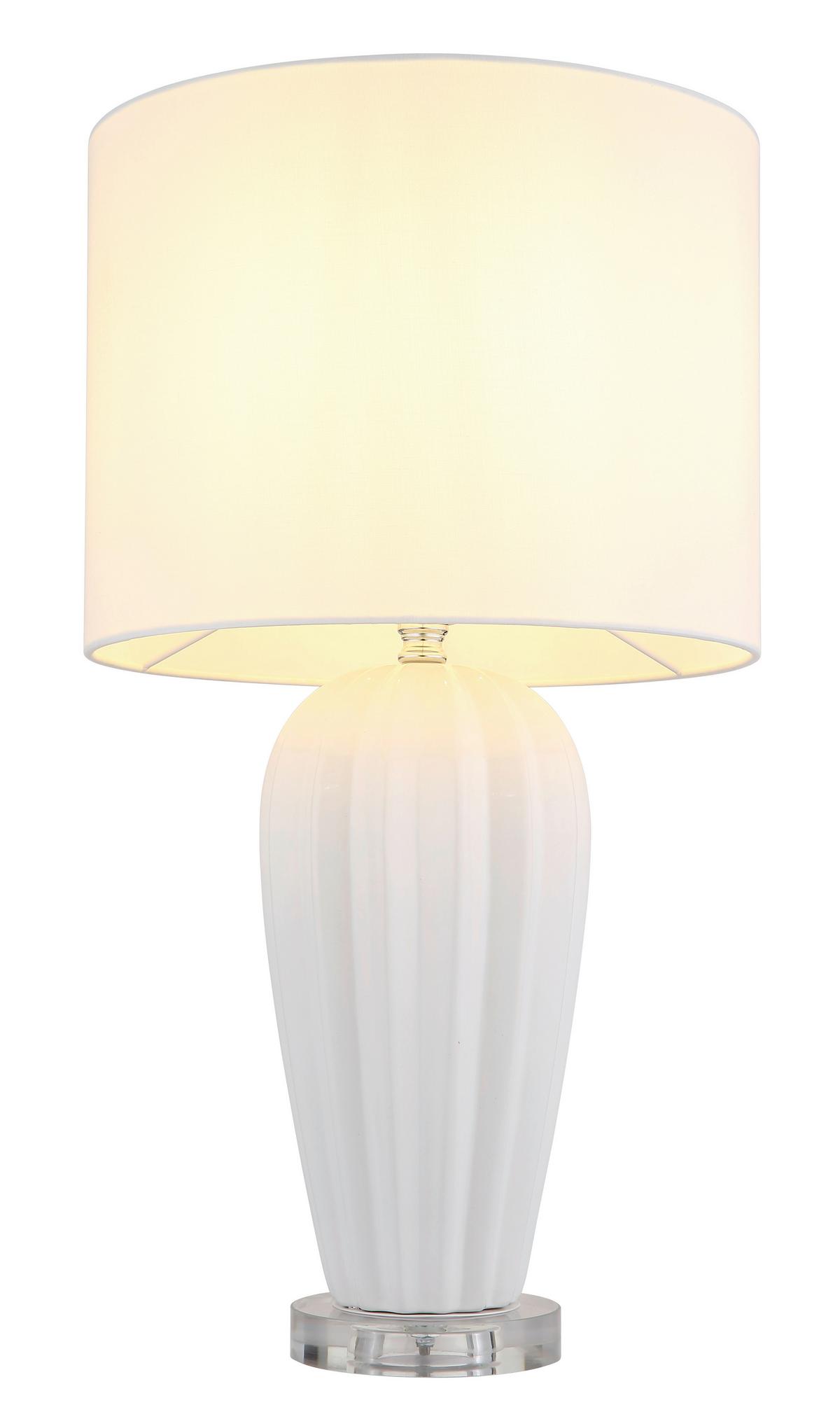 Tischleuchte 24145w - Chromfarben/Weiß, KONVENTIONELL, Keramik/Textil (35/59cm) - Globo