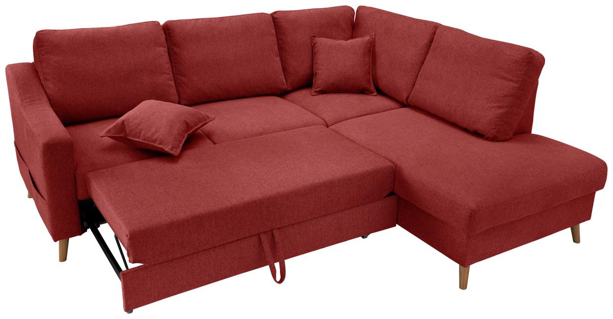 Ecksofa Valentina Rot S: 230x200 Cm - Rot/Naturfarben, MODERN, Textil (230/200cm) - Livetastic
