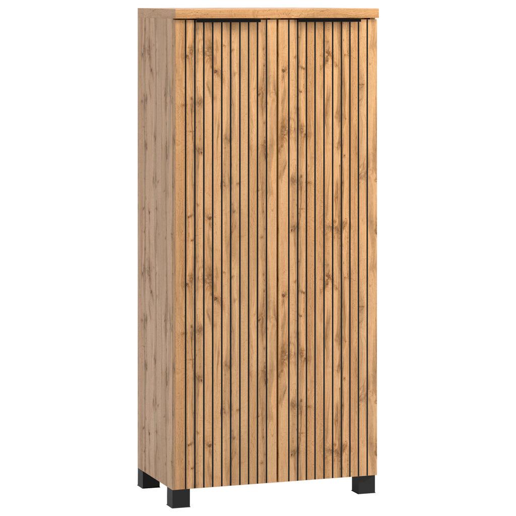 Midischrank Bad Chester B: 60cm Eiche Wotan Dekor/Schwarz