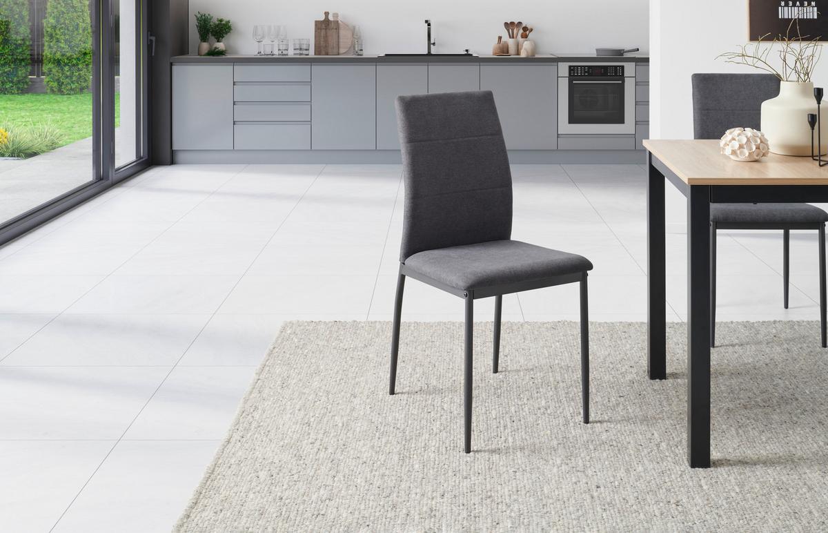 Vierfußstuhl Farina Webstoff Grau, B: 43 Cm - Dunkelgrau/Grau, KONVENTIONELL, Textil/Metall (43/93/54cm) - MID.YOU