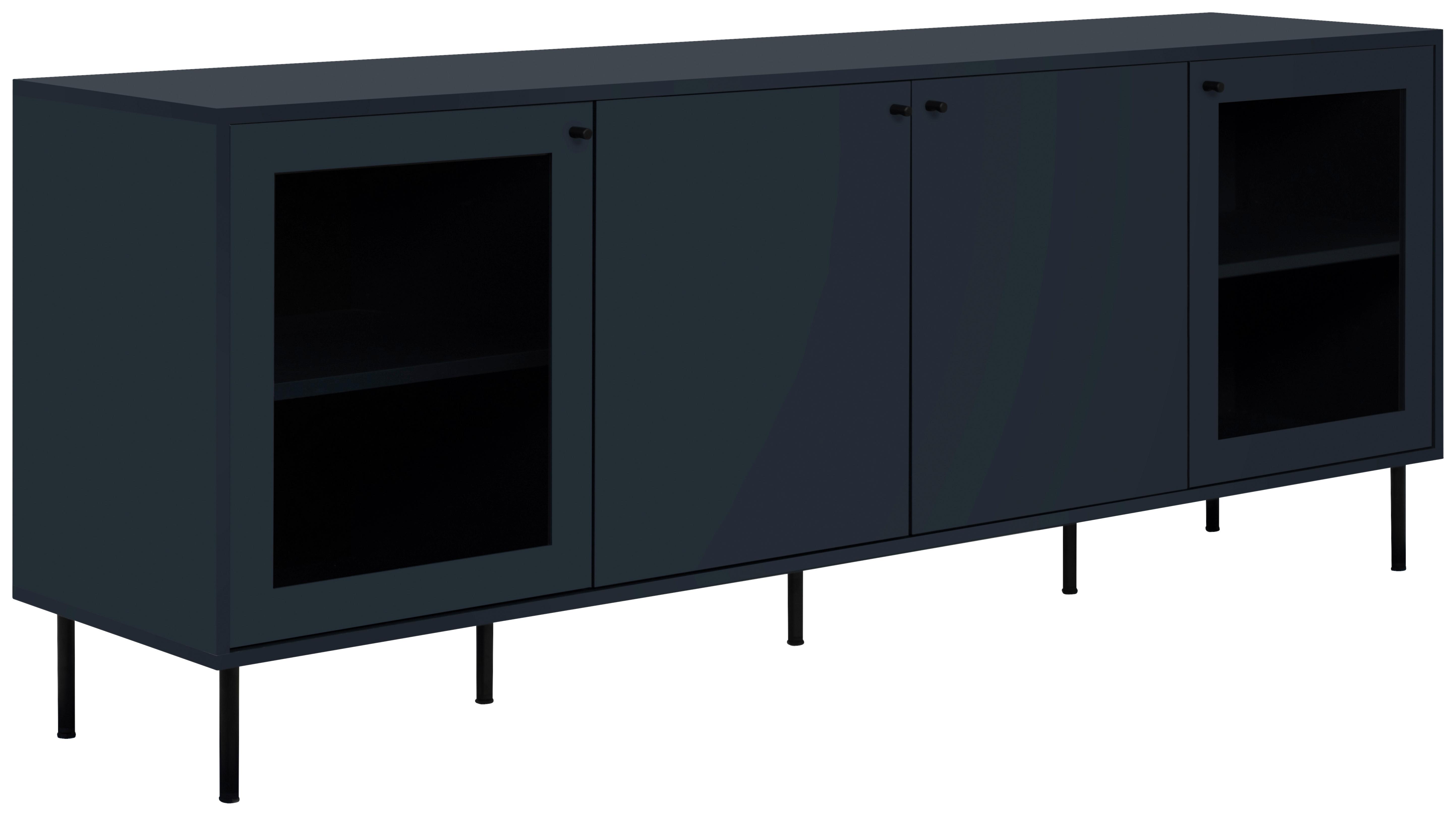 Lowboard Caracas 57a Lowboard - Blau/Schwarz, MODERN, Glas/Holzwerkstoff (180/68/40cm) - MID.YOU