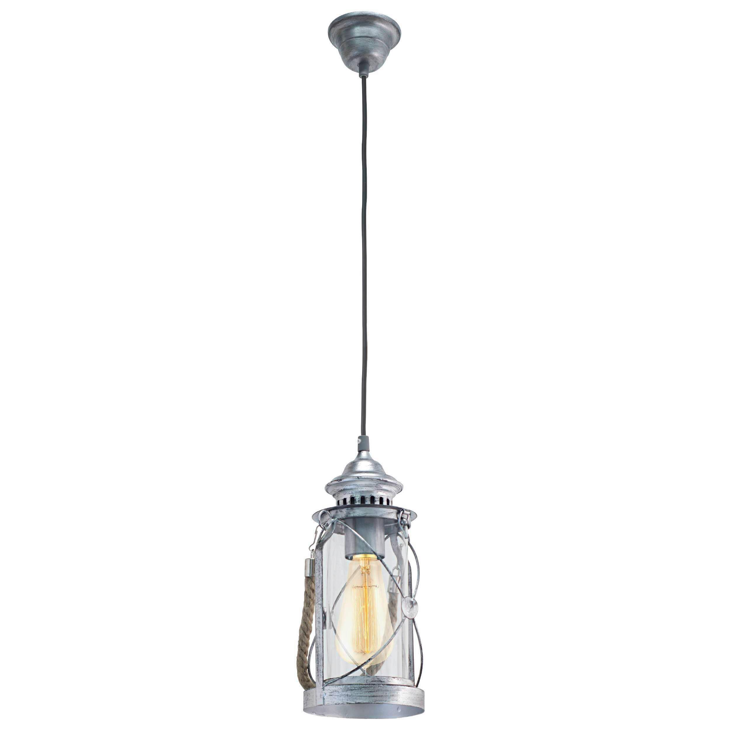 Hängeleuchte 49214 Vintage Bradford - Silberfarben, Basics, Glas/Metall (14/110cm) - Eglo
