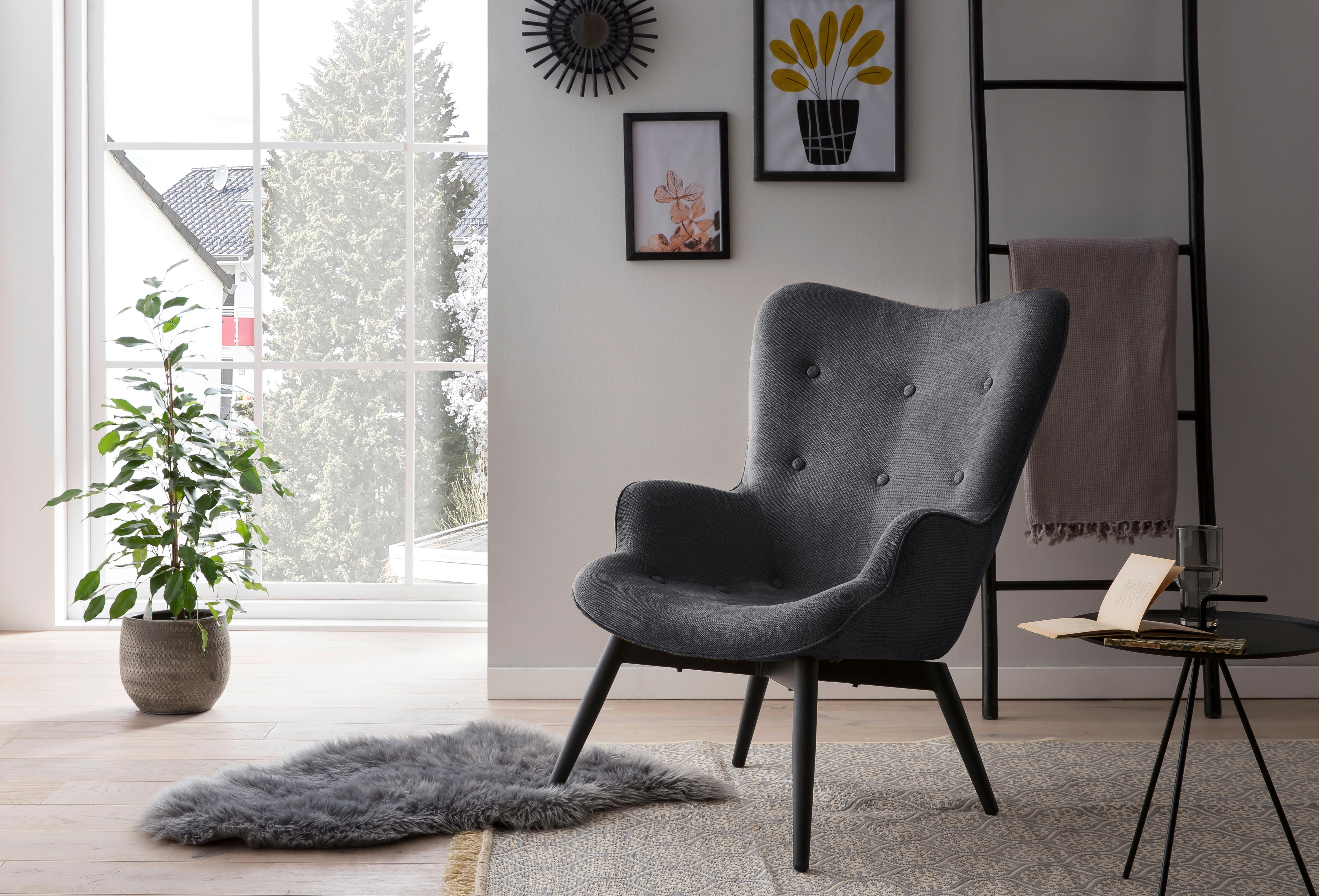 Sessel Dunkelgrau B: 80 Cm - Dunkelgrau/Schwarz, MODERN, Textil (80/92/99cm) - Livetastic