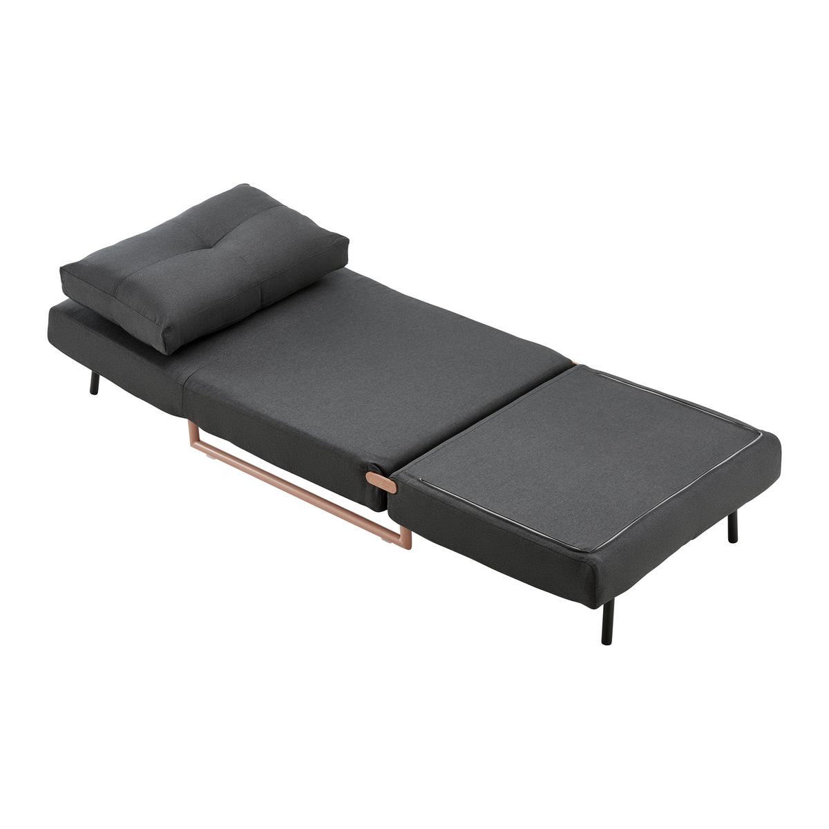Rozkladacia pohovka Malic tmavosivé - farba duba/tmavosivá, Modern, kov/textil (80/84/90cm) - Bessagi Home
