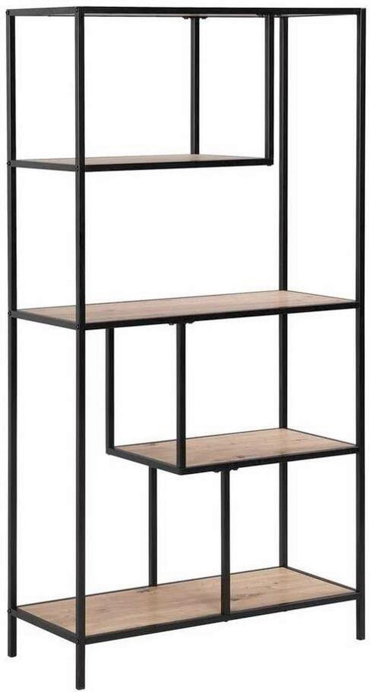 Polc Lilli 2 - natúr színű/fekete, Trend, faalapú anyag/fém (77/150/33cm)