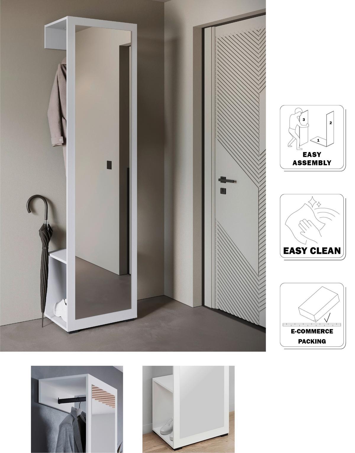 Garderobe Dino 099 Weiß B: 50 Cm - Weiß, Basics, Holzwerkstoff (50/190/35cm) - P & B