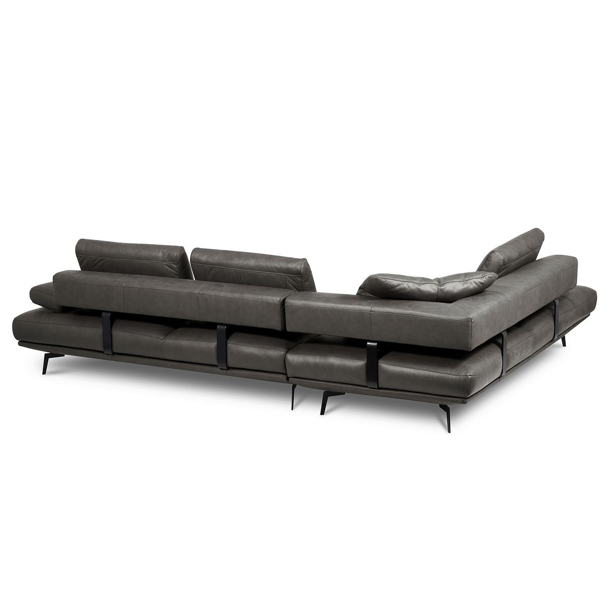 Ecksofa Como Echtleder Anthrazit 237x306 - Anthrazit/Schwarz, Design, Leder (237/306cm) - Livetastic