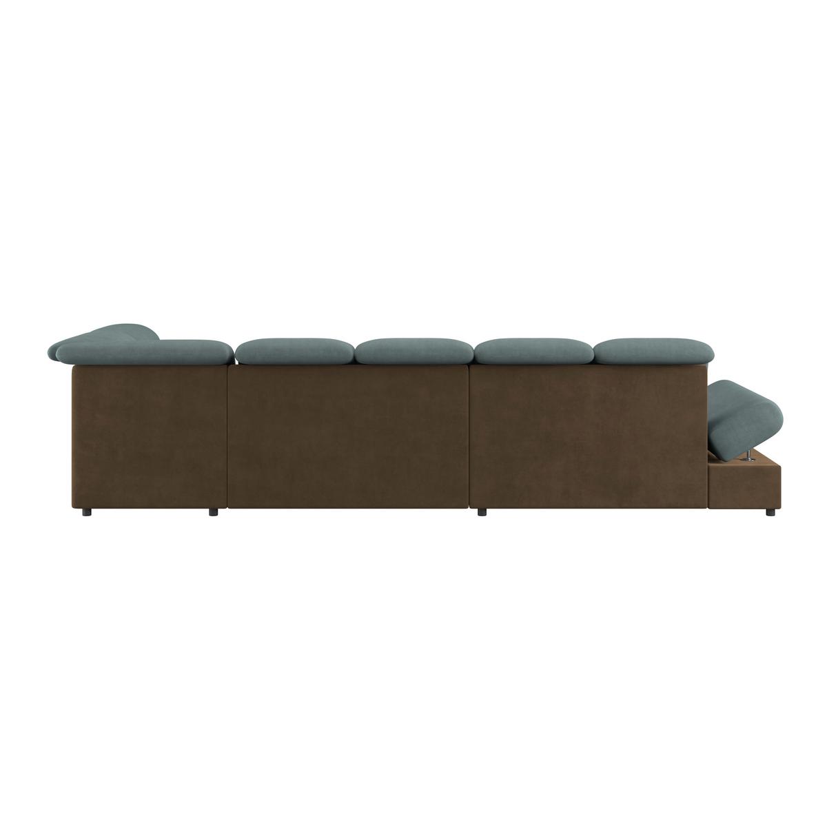 Wohnlandschaft Madera Blaugrün S: 358x312 cm - Blau/Hellbraun, KONVENTIONELL, Kunststoff/Textil (190/358/212cm)