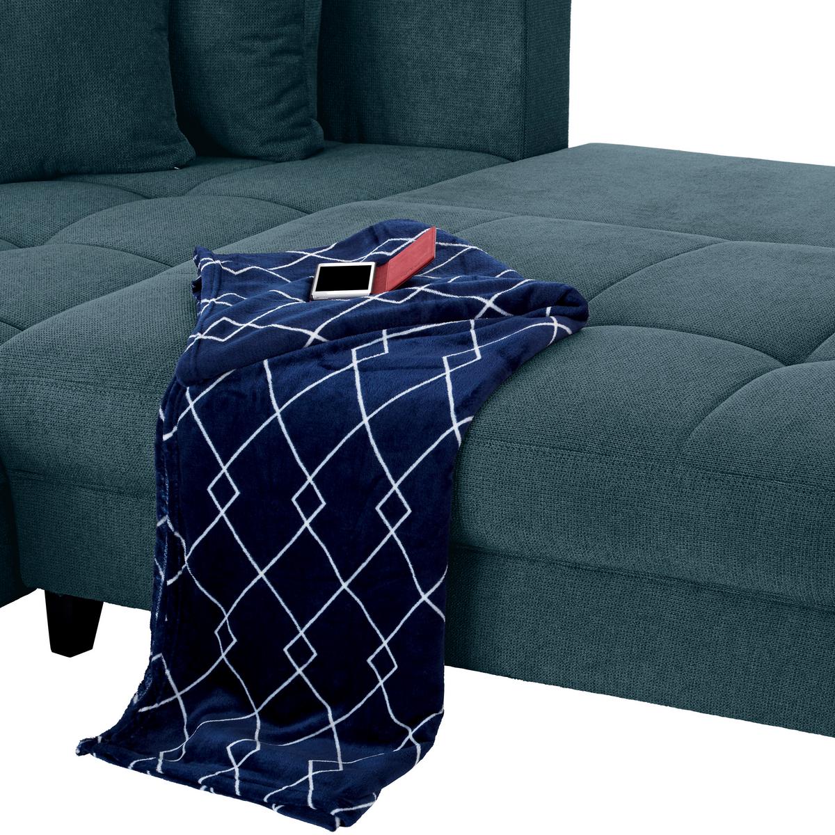 Ecksofa Mendoza - Petrol/Schwarz, Design, Textil (197/309cm) - Ondega