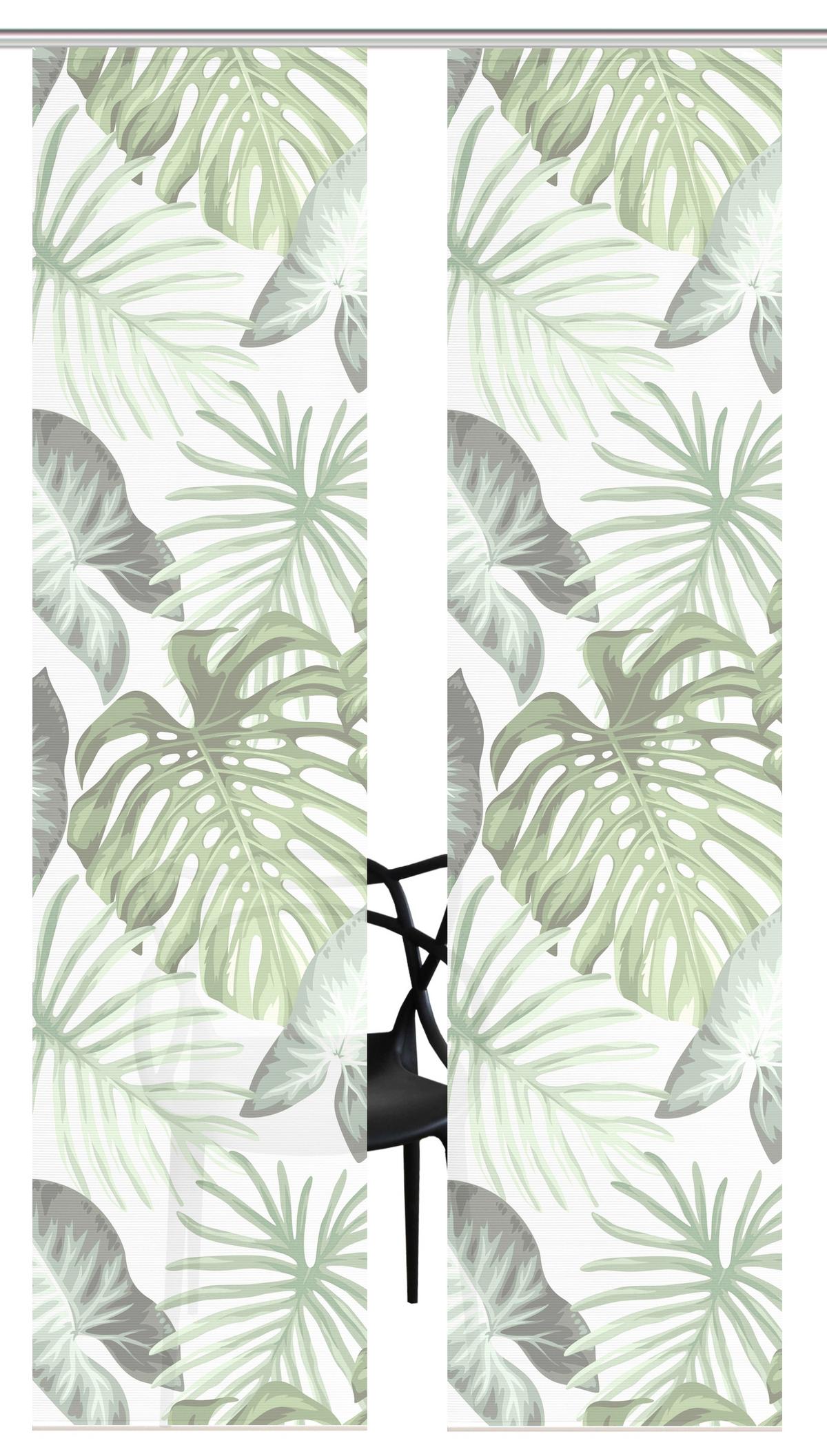 Flächenvorhang Sanja 2er Set - Grün, Natur, Textil (60cm)