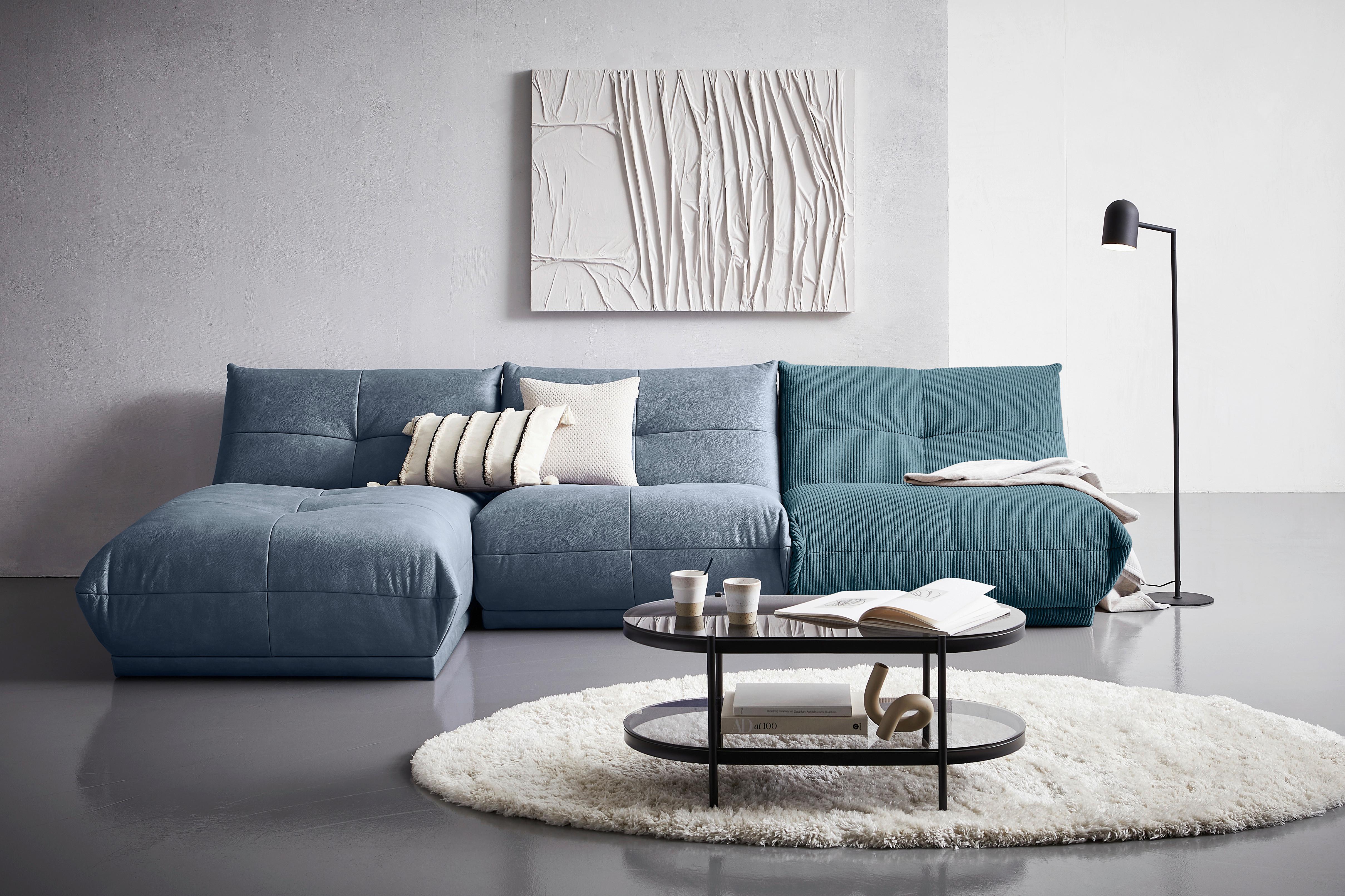 Ecksofa Giselle Blaugrau/petrol S: 185x315 Cm - Blaugrau/Petrol, Trend, Textil (185/315cm) - Livetastic