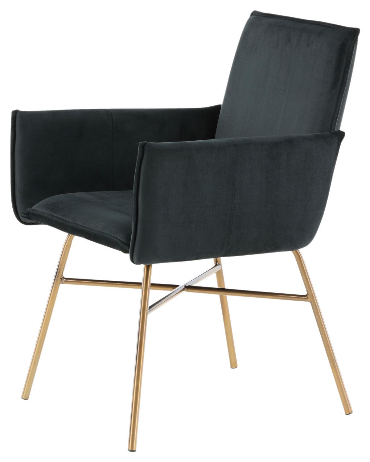 Stuhl Petra - Messingfarben/Schwarz, Design, Textil/Metall (57/87/60cm) - Livetastic