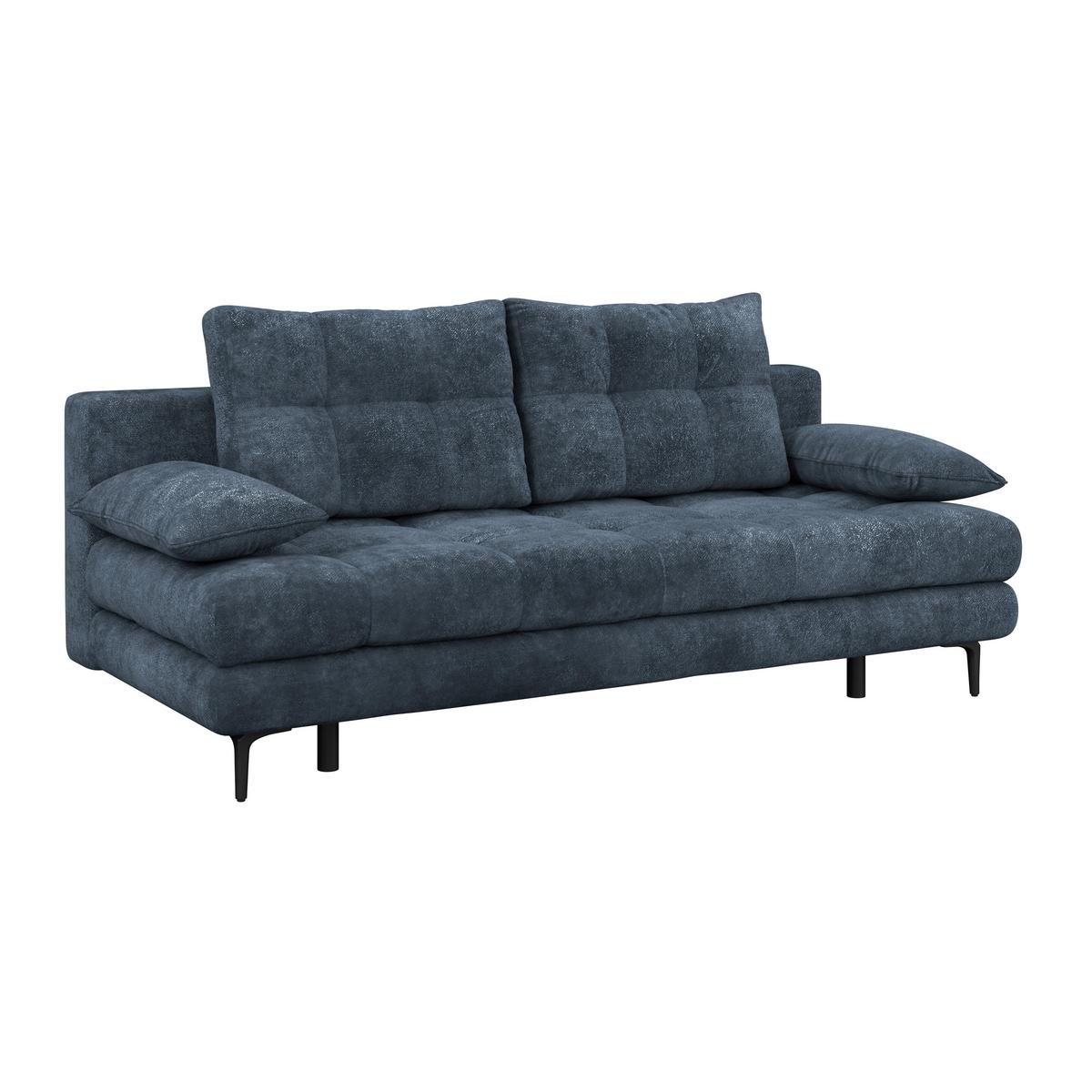 Schlafsofa Perla Dunkelblau B: 203 cm - Schwarz/Dunkelblau, KONVENTIONELL, Textil (203/94/96cm)