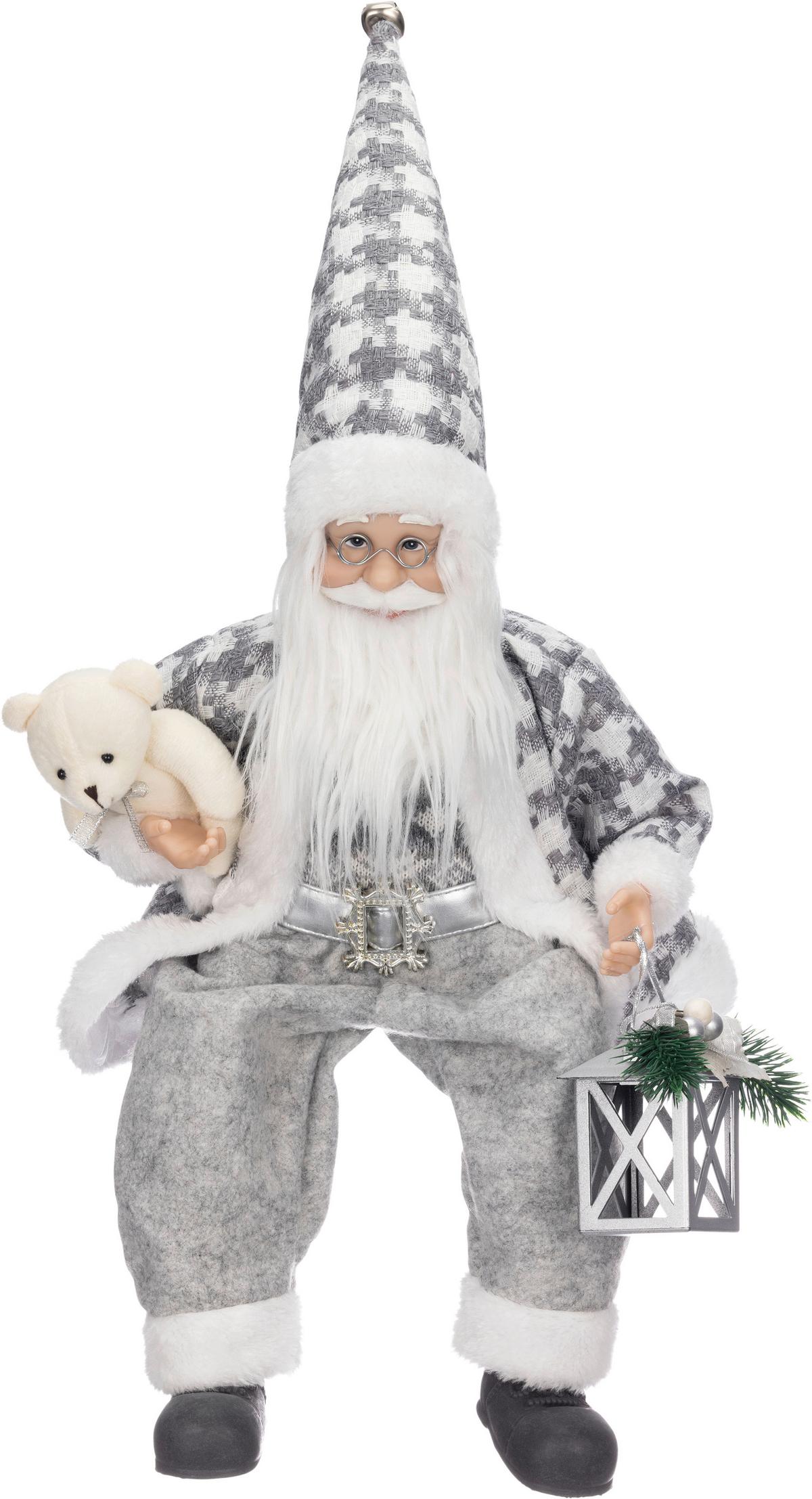 WEIHNACHTSMANN Joe - Weiß/Grau, KONVENTIONELL, Kunststoff/Textil (21/12/50cm) - Luca Bessoni