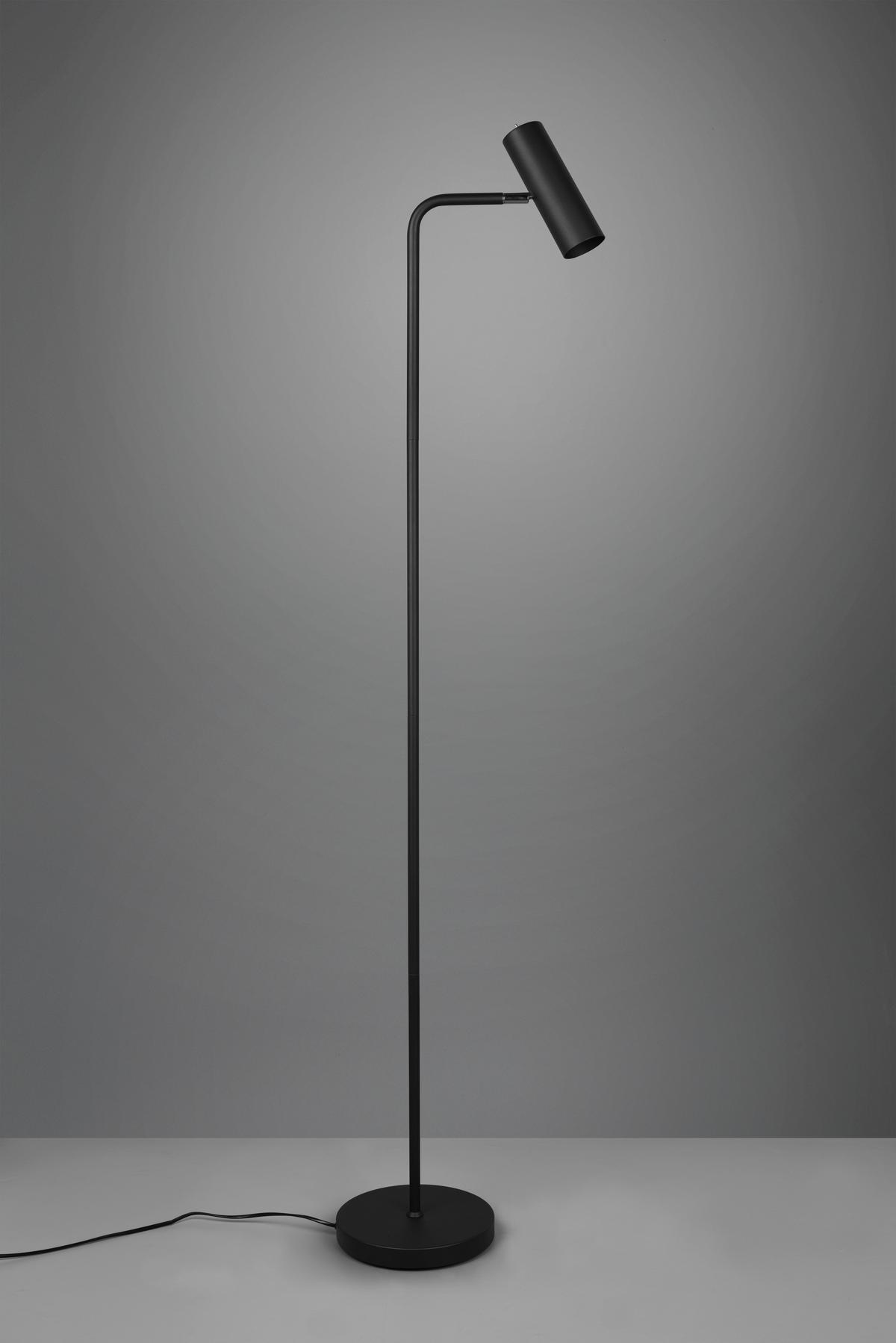 Stehlampe Cinque Schwarz mit Kippschalter - Schwarz, Basics, Metall (151/23/39cm) - Trio Leuchten