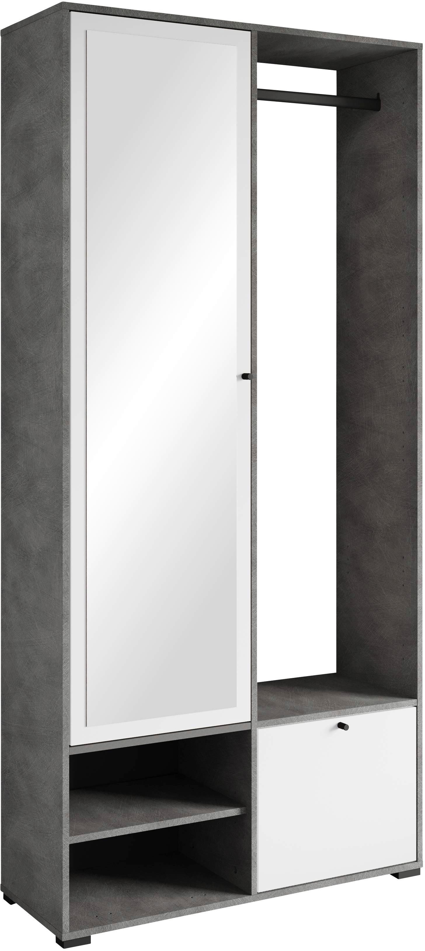 Garderobe Dino Anthrazit/Weiß B: 90 cm - Anthrazit/Weiß, Trend, Holzwerkstoff (90/190/33cm) - P & B
