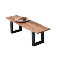 Sitzbank Akazienholz Massiv Baumkante, B: 150cm - Schwarz/Naturfarben, Design, Holz/Metall (150/46/40cm) - Livetastic