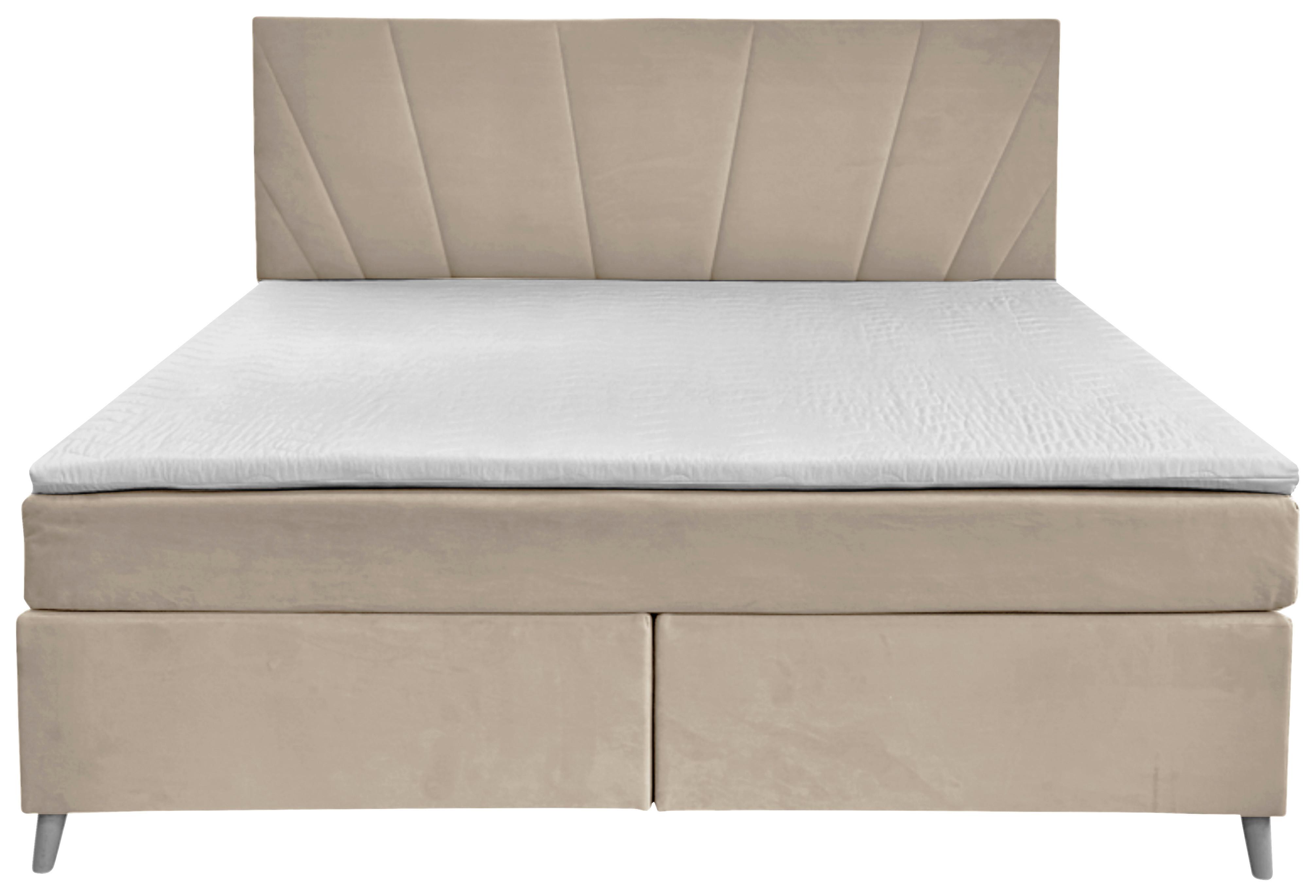 Boxbett Mit Topper Lucia 180x200 Cm Beige - Beige, Basics, Holzwerkstoff/Textil (180/200cm) - Livetastic