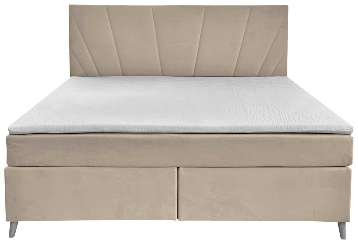 Boxbett Mit Topper 180x200 Cm Lucia - Beige, Basics, Holzwerkstoff/Textil (180/200cm) - Livetastic