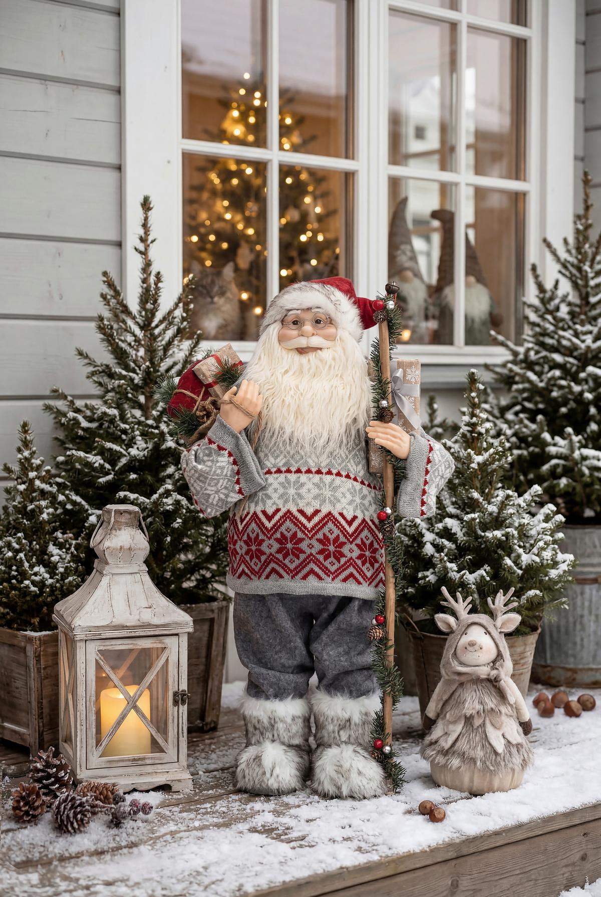 WEIHNACHTSMANN Nikolaus - Rot/Weiß, KONVENTIONELL, Naturmaterialien/Holz (38/27/80cm) - Luca Bessoni