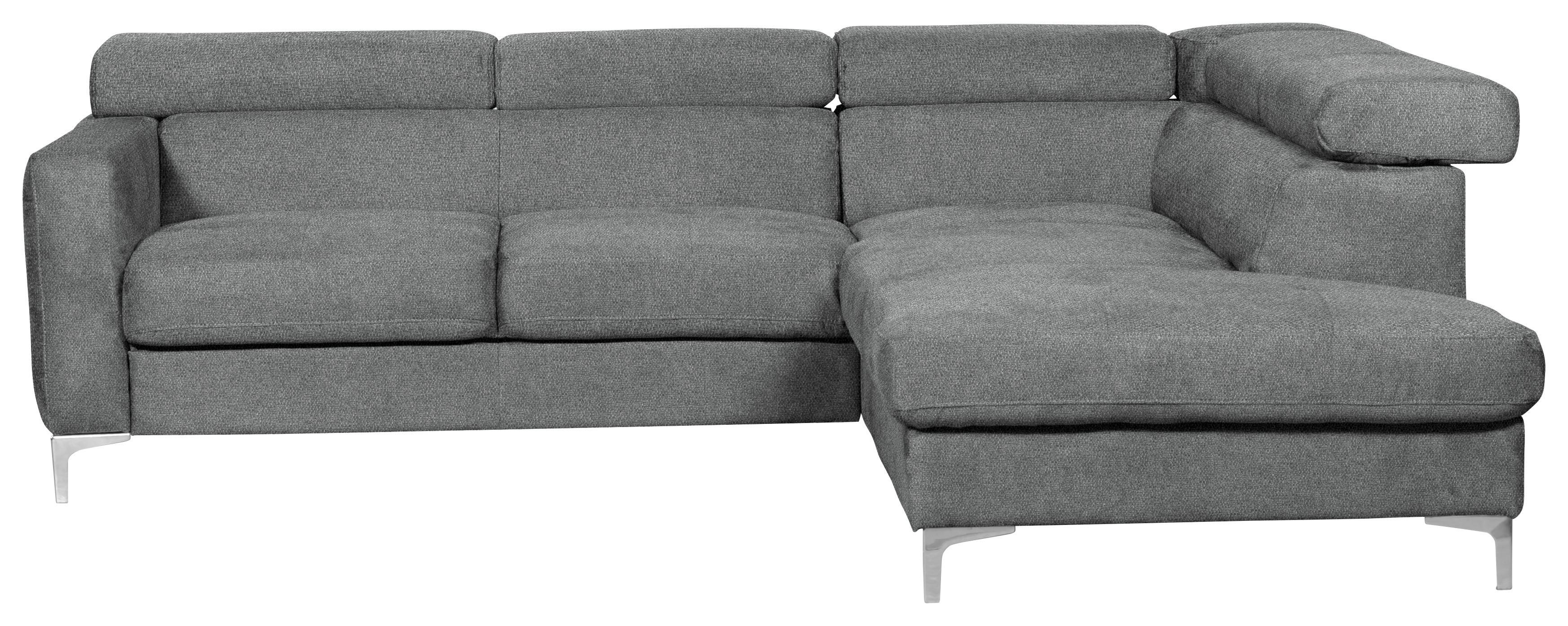 Ecksofa Sammy Grau - Chromfarben/Grau, Design, Textil (242/207cm) - Livetastic
