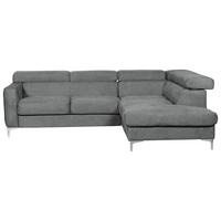 Ecksofa Sammy Grau - Chromfarben/Grau, Design, Textil (242/207cm) - Livetastic
