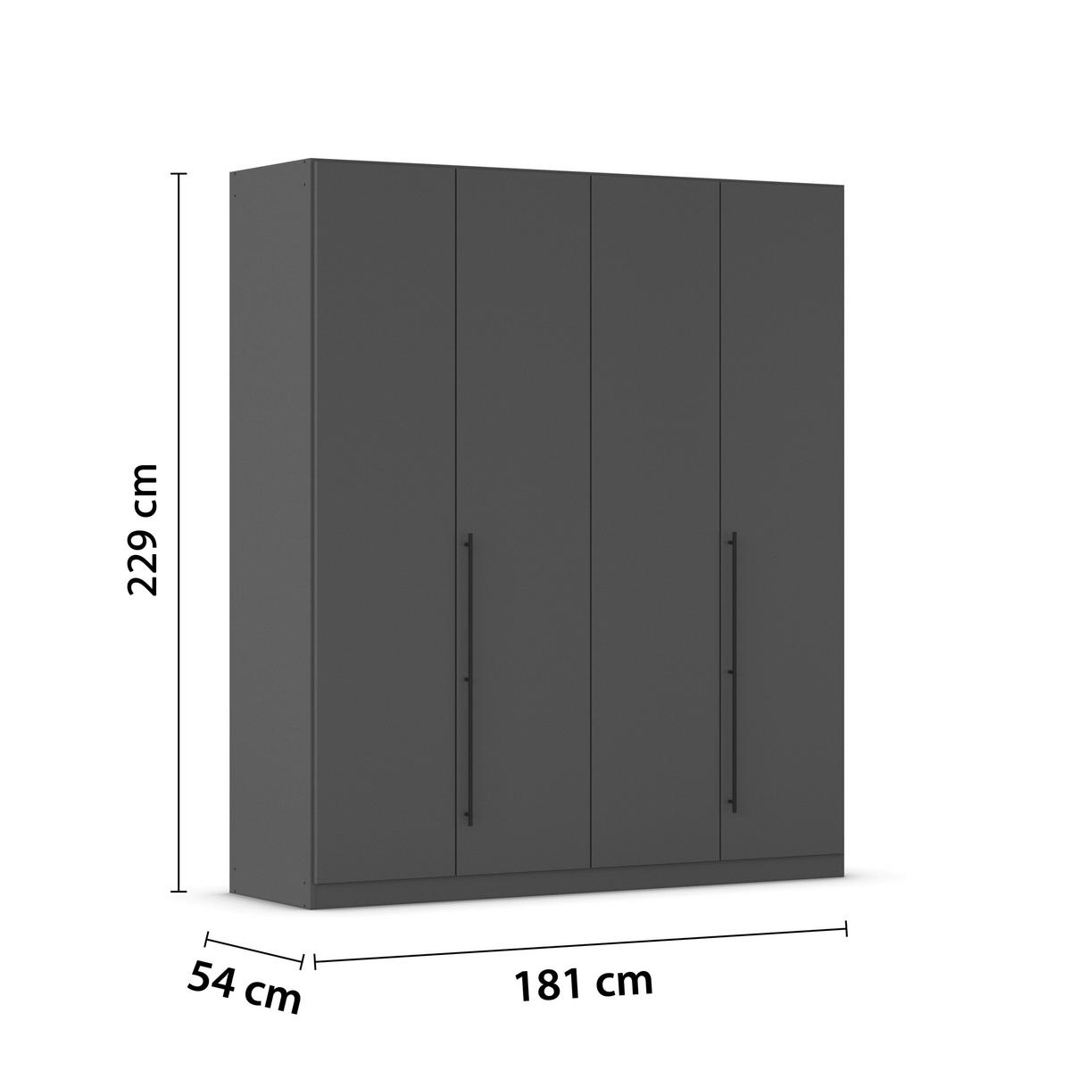 Kleiderschrank Safari B: 181 cm - Grau, KONVENTIONELL, Holzwerkstoff (181/229/54cm)