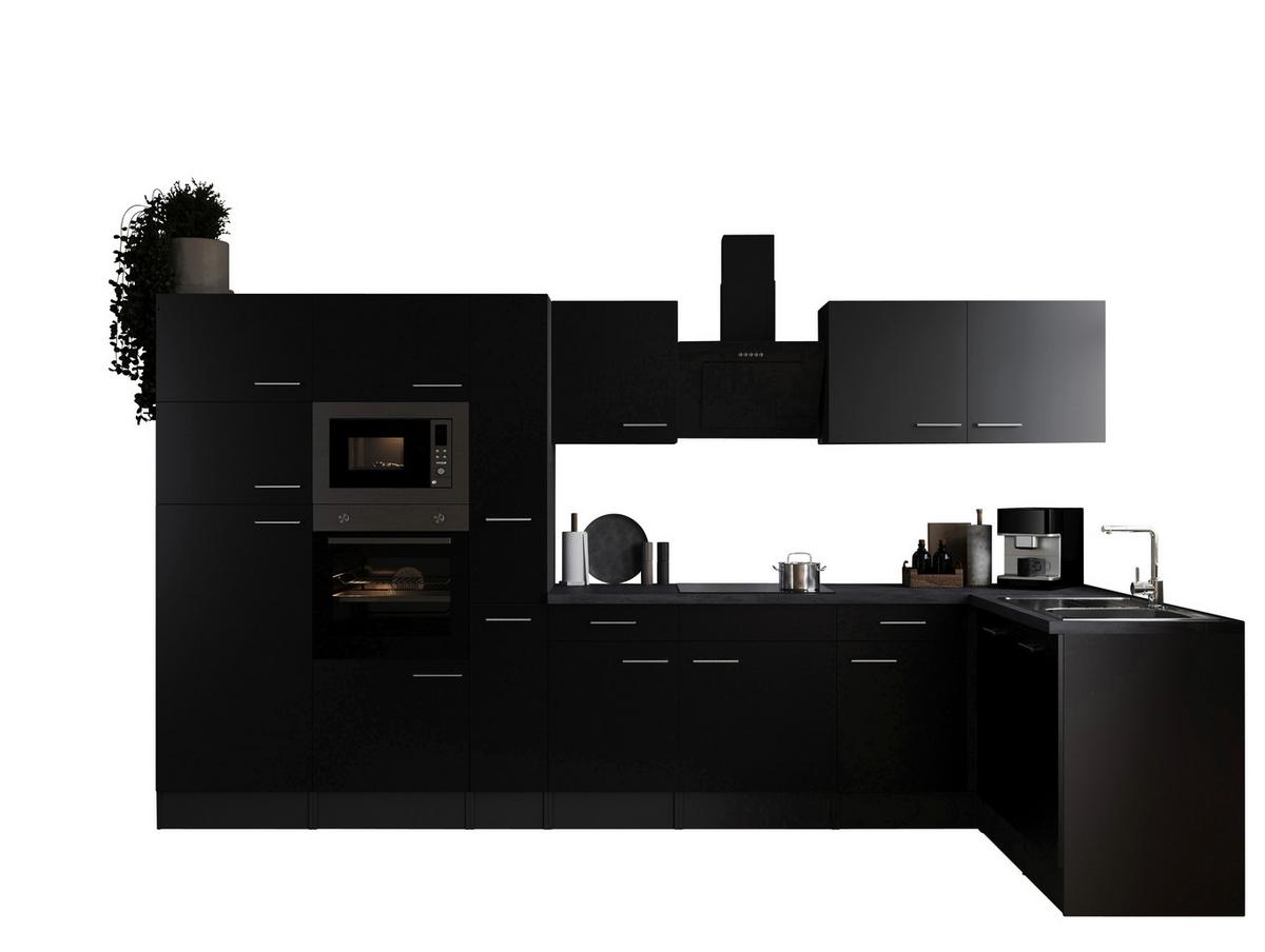 Eckküche Oliver Grau, Schwarz S: 370x172 Cm - Schwarz/Grau, Design, Holzwerkstoff (370/172cm) - Respekta