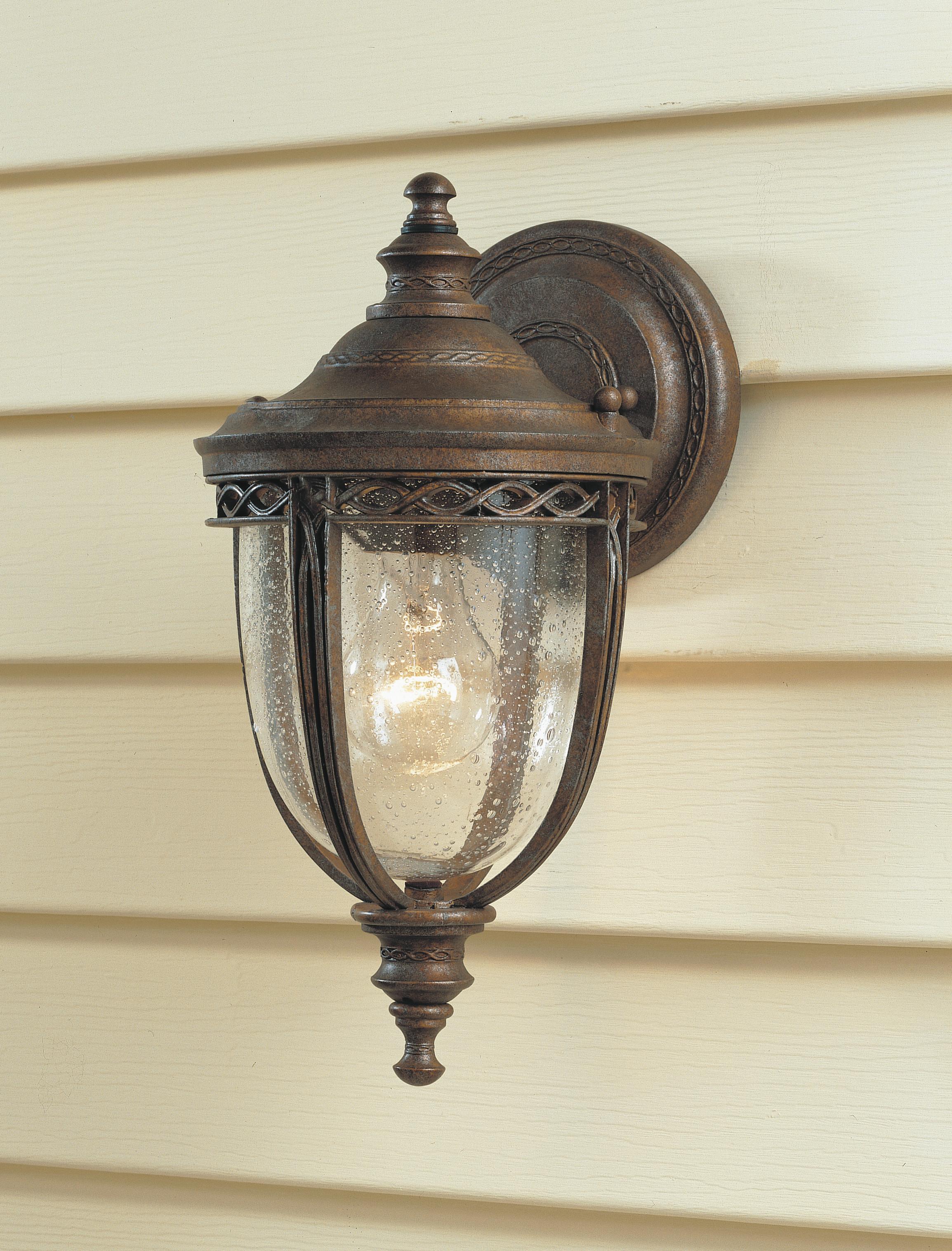 Außenwandleuchte 60 Watt Metall Glas, Wandmontage - Bronzefarben, KONVENTIONELL, Glas/Metall (16.7/32.1/19.1cm) - Elstead Lighting