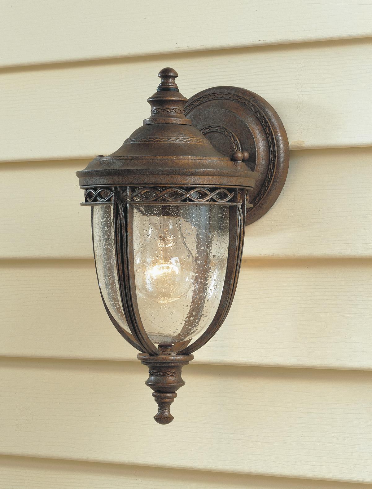 Außenwandleuchte 60 Watt Metall Glas, Wandmontage - Bronzefarben, KONVENTIONELL, Glas/Metall (16.7/32.1/19.1cm) - Elstead Lighting