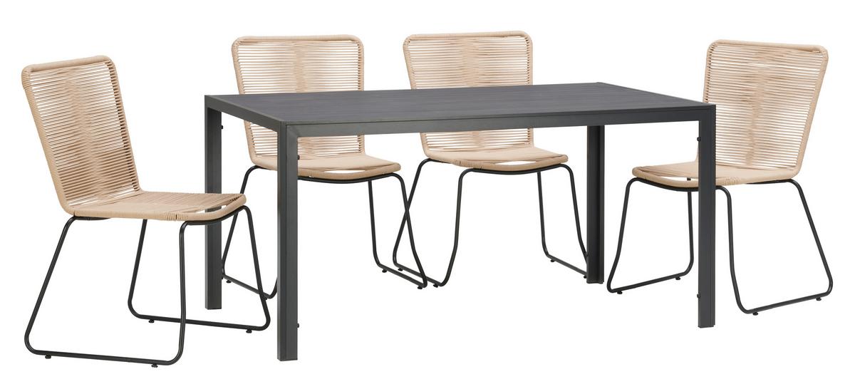 Gartenstuhl Trendy Aus Metall und Kunststoff - Beige/Schwarz, MODERN, Kunststoff/Metall (58/88/62cm) - Beldano