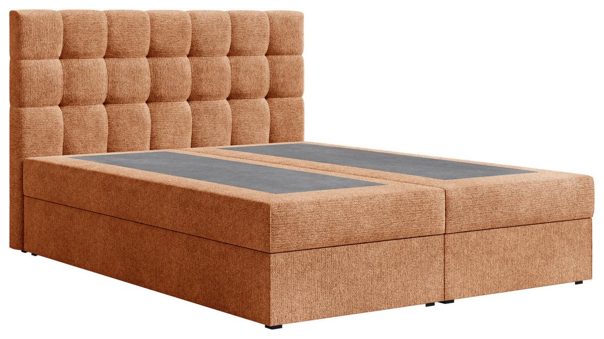 Boxbett Oslo mit Topper 140x200 - Schwarz/Kupferfarben, MODERN, Holz/Kunststoff (140/200cm) - Livetastic