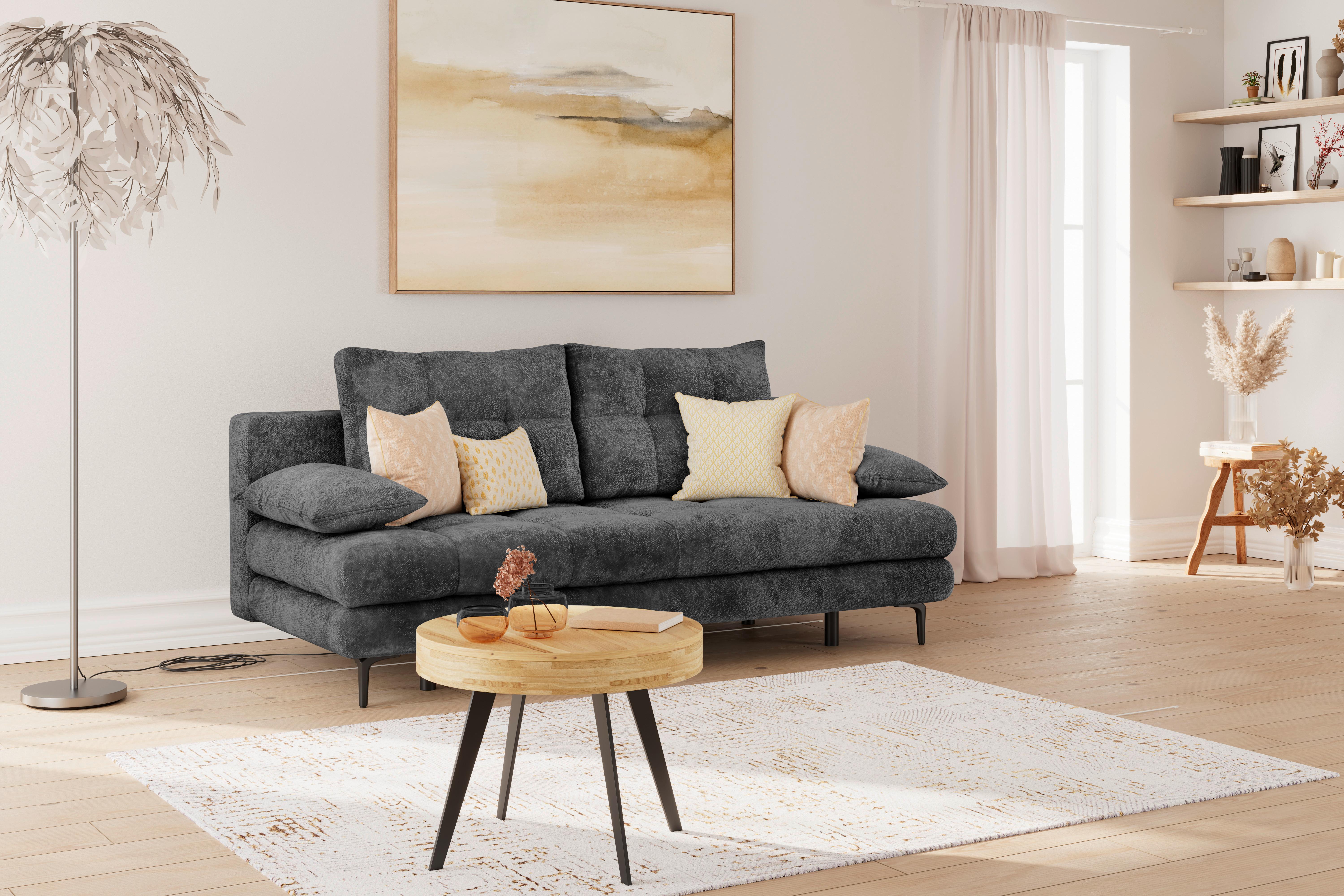 Schlafsofa Perla Schwarz B: 203 cm - Schwarz, KONVENTIONELL, Textil (203/94/96cm)