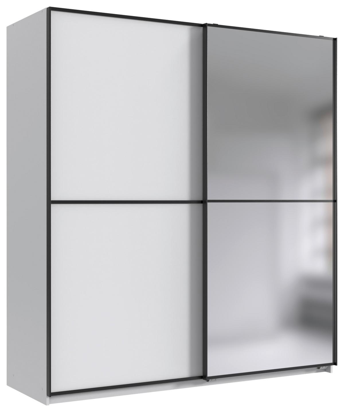 Šatní skříň ULM dekor bílá/zrcadlo - bílá/barvy stříbra, kov/kompozitní dřevo (135/198/65cm) - Mömax