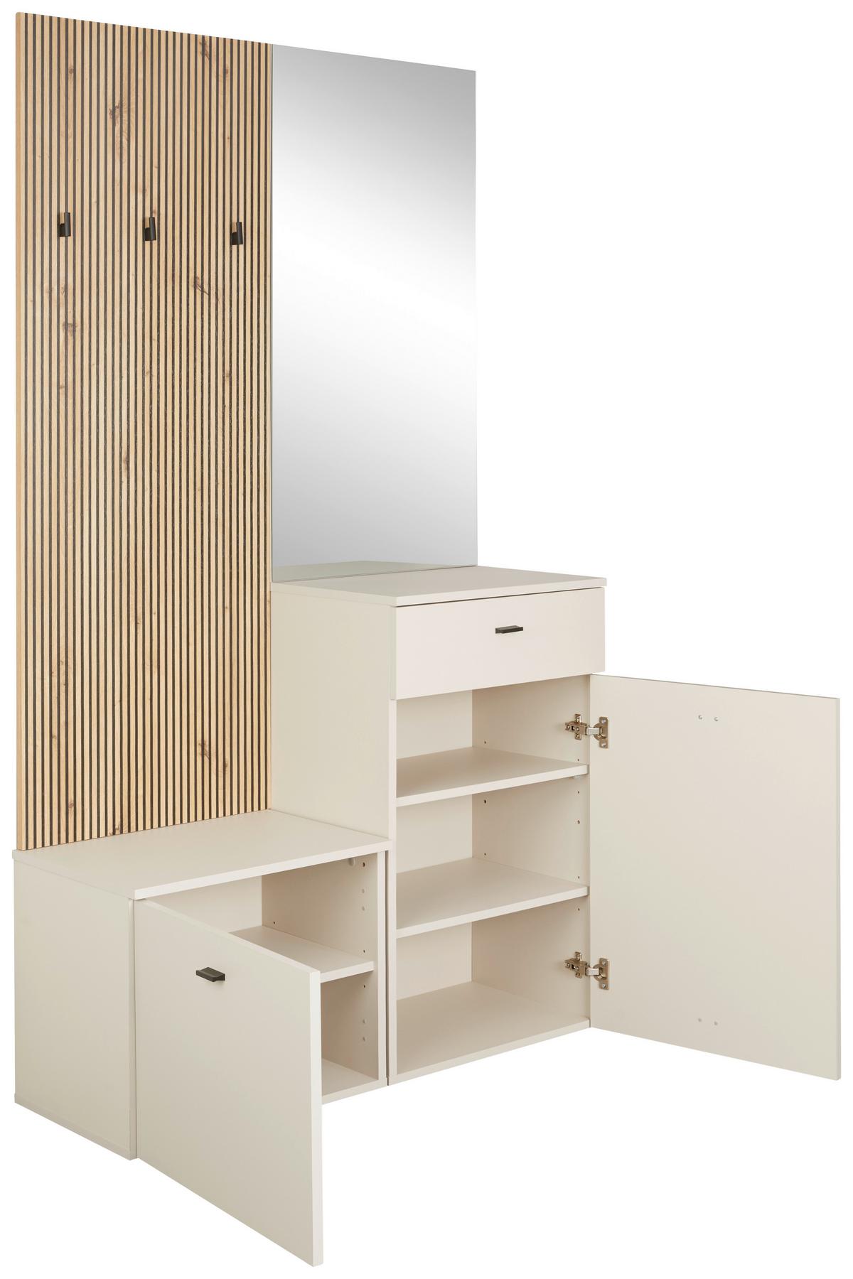 Garderobe Erika Eichefarben Kaschmir  B:100 cm - Kaschmir/Eiche Artisan, MODERN, Glas/Holzwerkstoff (100/192,1/36,6cm)