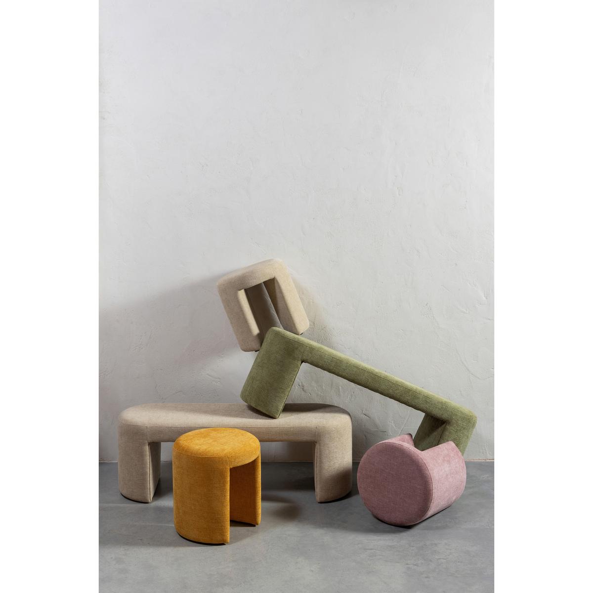 Hocker Charlie Naturfarben B: 45cm - Naturfarben, Design, Textil (45/47/45cm) - Livetastic